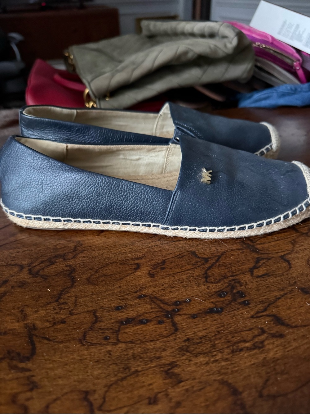 Michael Kors Navy Leather Espadrille Flats